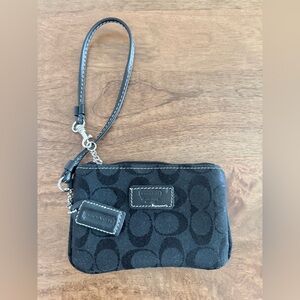 Coach Black Wristlet with Signature Pattern